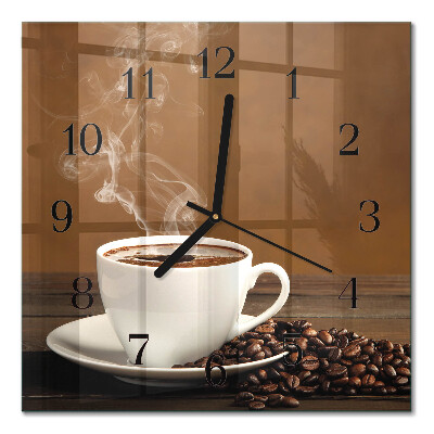 Glasuhr quadratisch Kaffee
