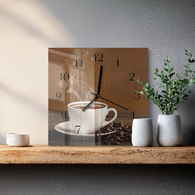 Glasuhr quadratisch Kaffee