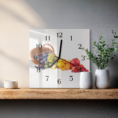 Quadratische wanduhr Obst