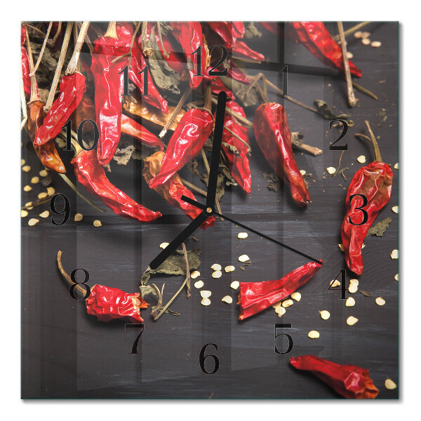 Quadratische wanduhr Chilischoten
