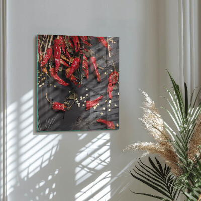 Quadratische wanduhr Chilischoten