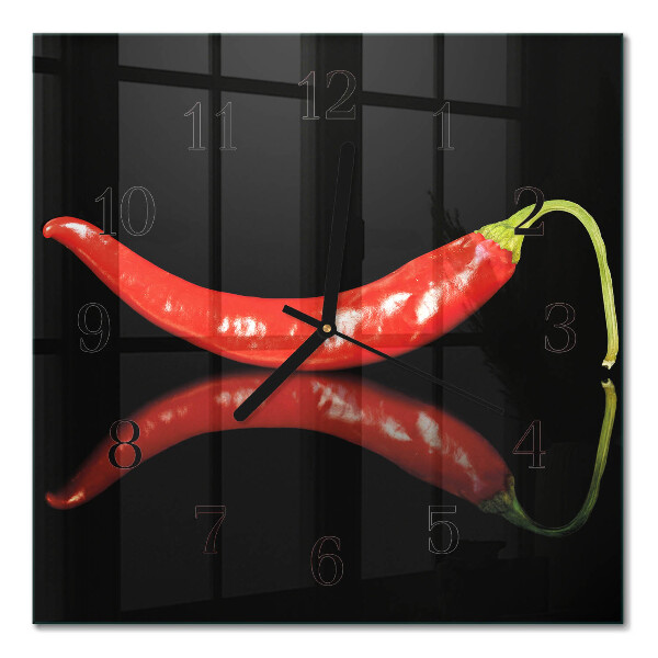 Quadratische wanduhr modern Chilischoten