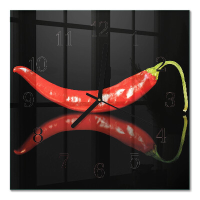 Quadratische wanduhr modern Chilischoten