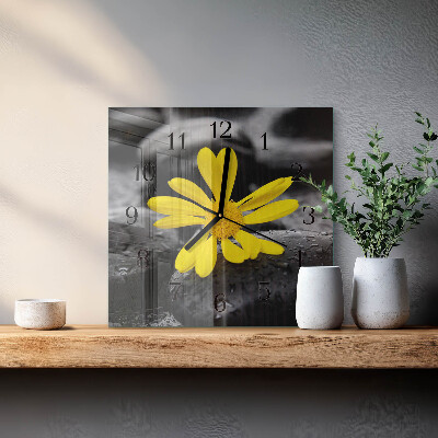 Quadratische wanduhr modern Blume