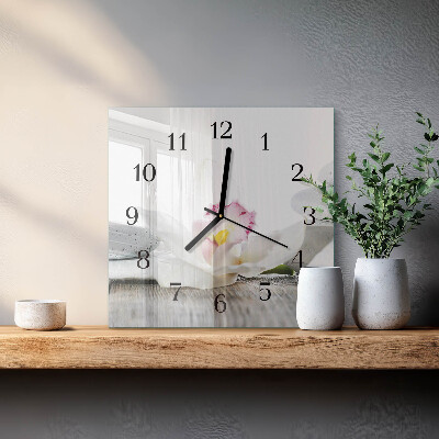 Quadratische wanduhr Orchidee