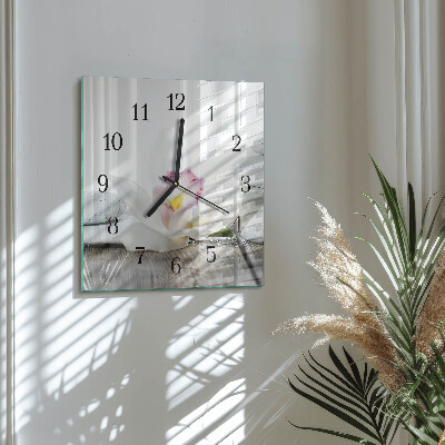 Quadratische wanduhr Orchidee