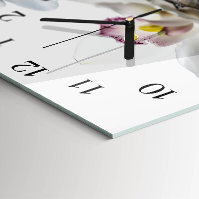 Quadratische wanduhr Orchidee