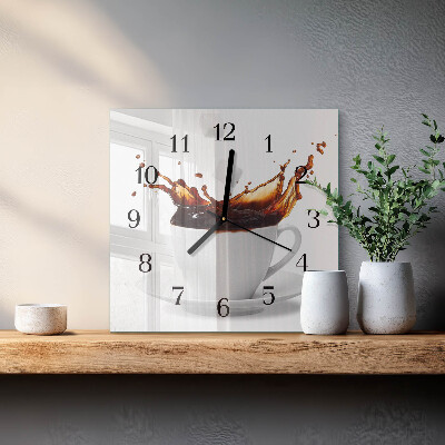 Glasuhr quadratisch Kaffee