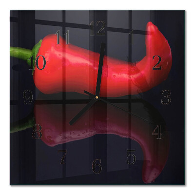 Quadratische wanduhr Chilischoten