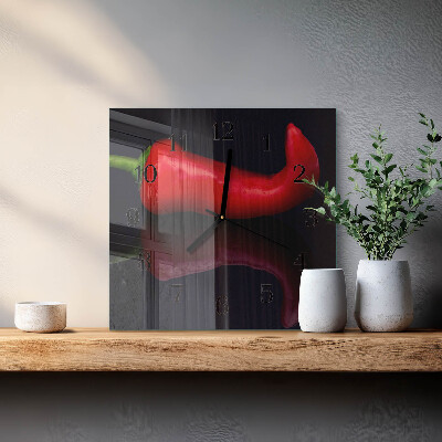 Quadratische wanduhr Chilischoten