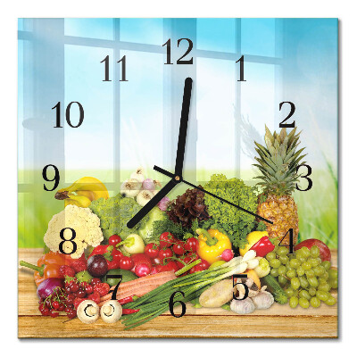 Quadratische wanduhr Gemüse Obst