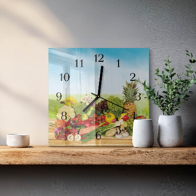 Quadratische wanduhr Gemüse Obst