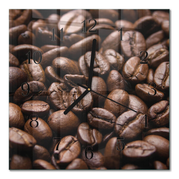 Quadratische wanduhr Kaffeebohnen