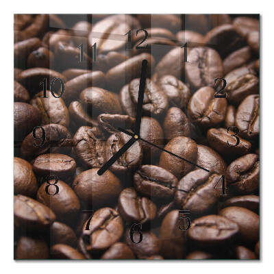 Quadratische wanduhr Kaffeebohnen