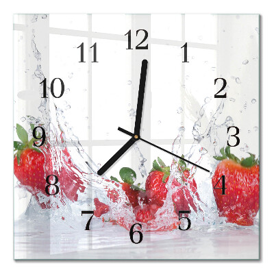 Moderne wanduhr quadratisch Erdbeere