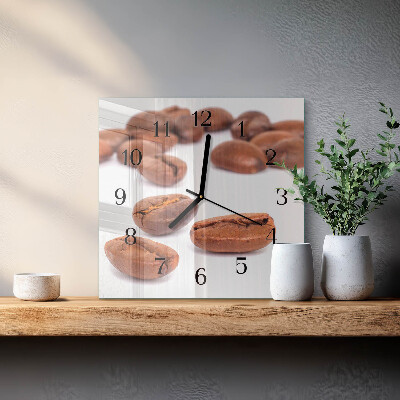 Quadratische wanduhr Kaffeebohnen