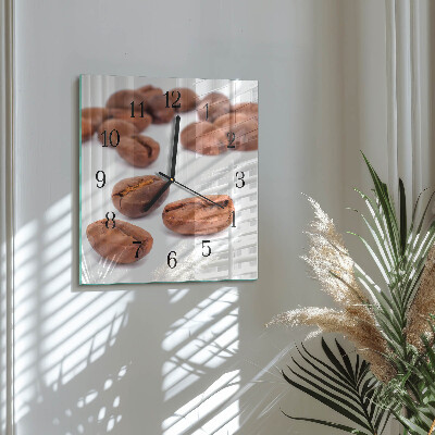 Quadratische wanduhr Kaffeebohnen