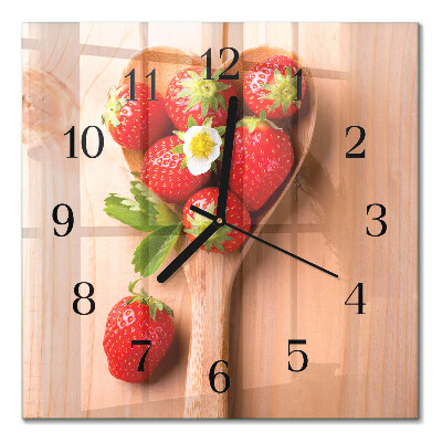 Quadratische wanduhr modern Erdbeere