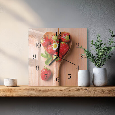 Quadratische wanduhr modern Erdbeere