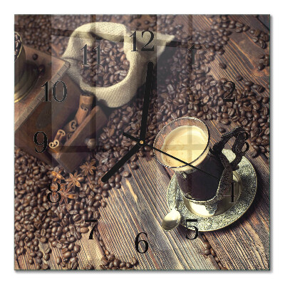 Glasuhr quadratisch Kaffee