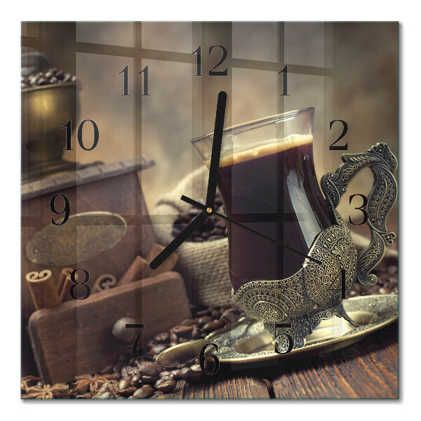 Quadratische wanduhr Kaffee