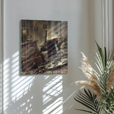 Quadratische wanduhr Kaffee