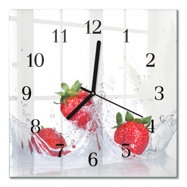 Quadratische wanduhr modern Erdbeere