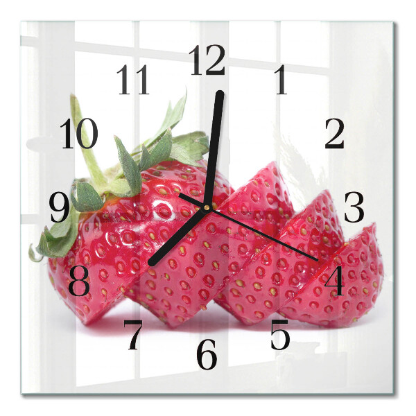 Moderne wanduhr quadratisch Erdbeere