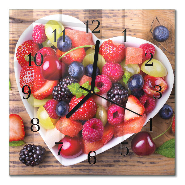Quadratische wanduhr modern Obst