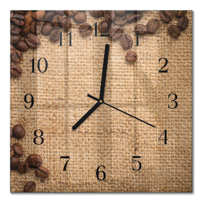 Quadratische wanduhr Kaffeebohnen