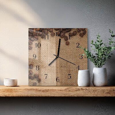 Quadratische wanduhr Kaffeebohnen