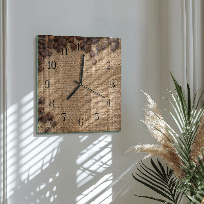 Quadratische wanduhr Kaffeebohnen