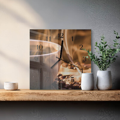 Glasuhr quadratisch Kaffee