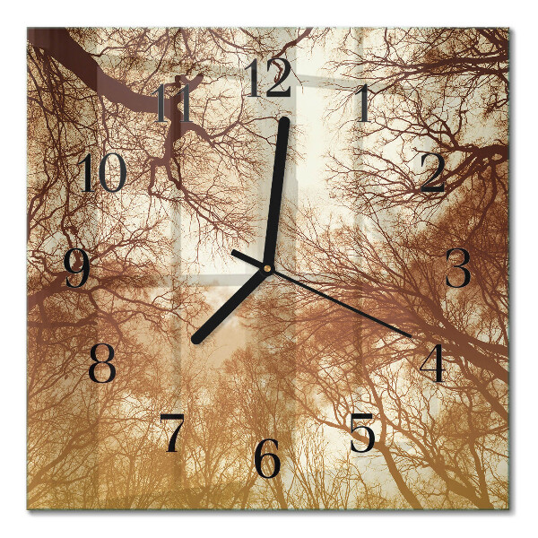 Quadratische wanduhr modern Baumkronen