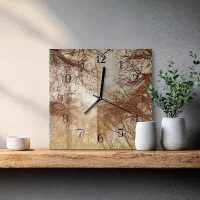 Quadratische wanduhr modern Baumkronen