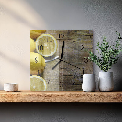 Quadratische wanduhr Saftige Zitronen