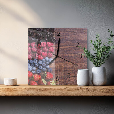 Quadratische wanduhr modern Waldfrüchte