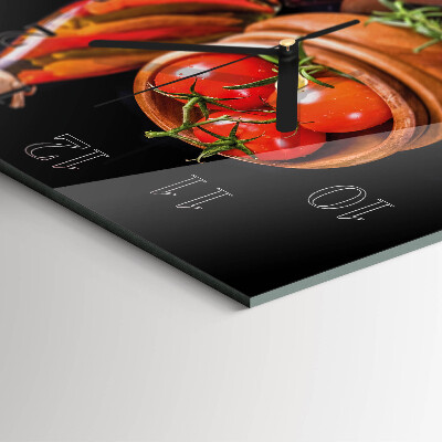 Quadratische wanduhr Tomaten und Knoblauch