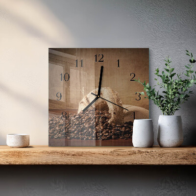 Wanduhr mit motiv quadratisch Kaffee