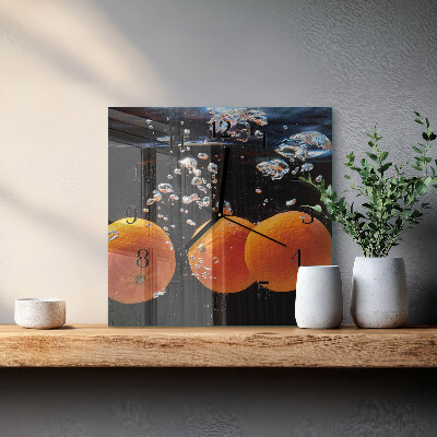Glasuhr quadratisch Orangen