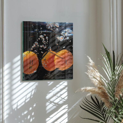 Glasuhr quadratisch Orangen