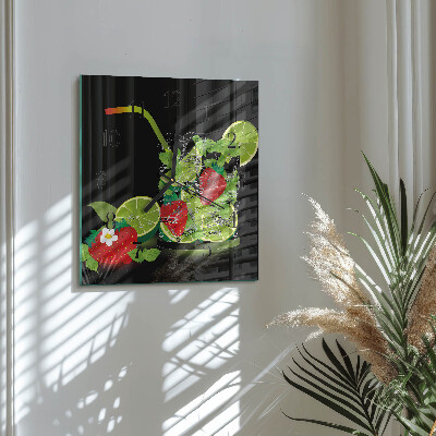 Moderne wanduhr quadratisch Erdbeere und Limette