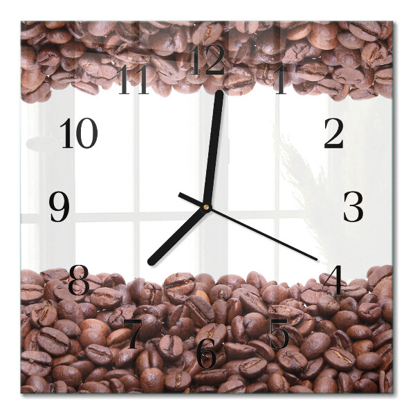Quadratische wanduhr modern Kaffeebohnen
