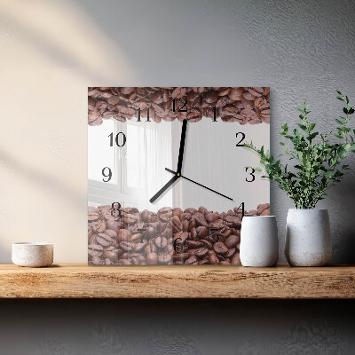 Quadratische wanduhr modern Kaffeebohnen