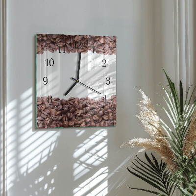 Quadratische wanduhr modern Kaffeebohnen