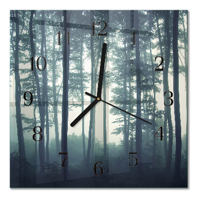 Wanduhr mit motiv quadratisch Nebelwald