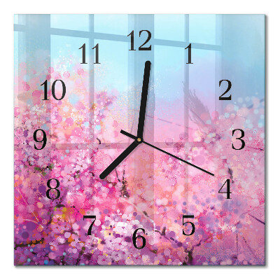 Quadratische wanduhr Blumenmuster