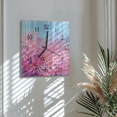 Quadratische wanduhr Blumenmuster