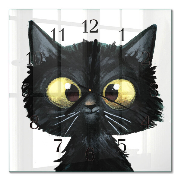 Quadratische wanduhr Schwarze Katze