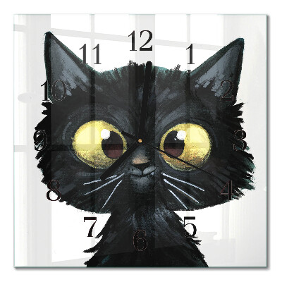 Quadratische wanduhr Schwarze Katze